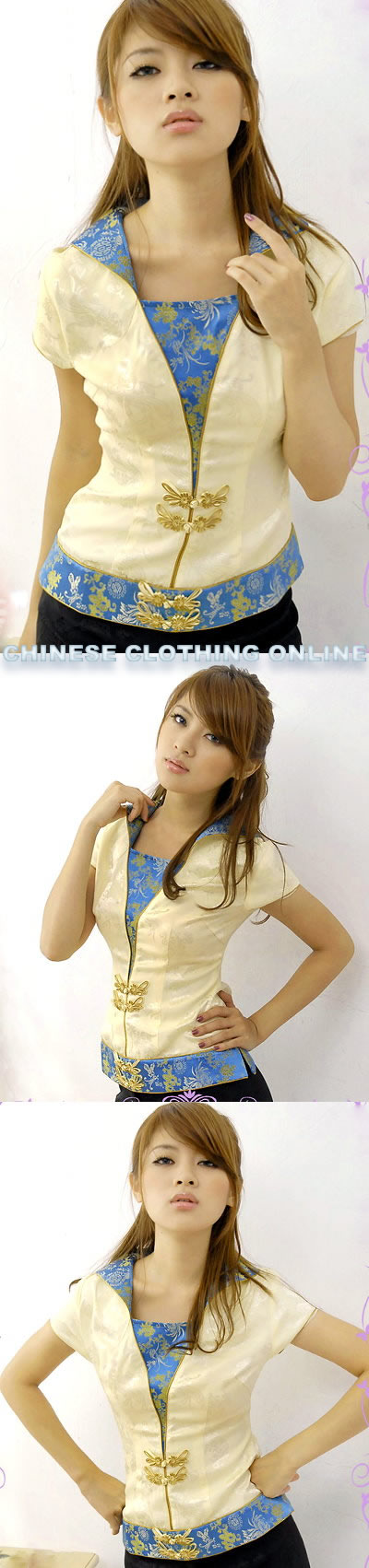 Short-sleeve Foldable Collar Blouse (CM)