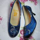 High Heel Mudan Peony Embroidery Shoes (Blue)