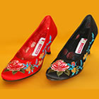 High Heel Mudan Peony Embroidery Shoes (Multicolor)