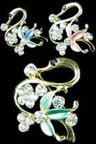 Rhinestone Floral Brooch