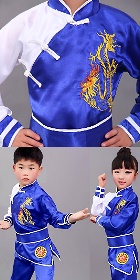 Kid's Dragon Embroidery Kung Fu Uniform with Sash (RM)