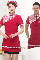 Mandarin Style Restaurant Uniform-Top (Crimson)