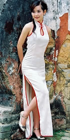 Cut-in Shoulders Bareback Long-length Cheongsam (CM)