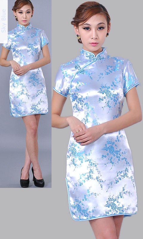 Short-sleeve Short Brocade Cheongsam Dress